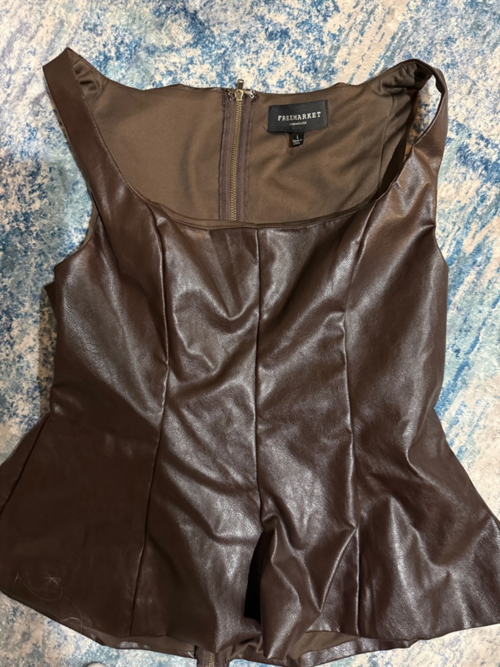 Brown Faux Leather Tank Top